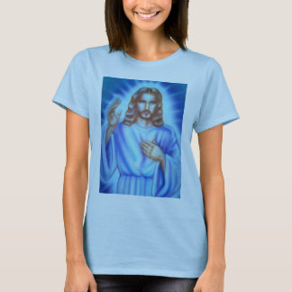 T-shirt La chemise de Madame bleue avec l'image de Jésus