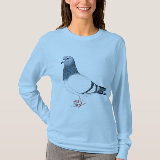 T-shirt La chemise des femmes d'art d'oiseau de "pigeon" (Devant)