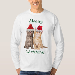 T-shirt La chemise des hommes de chaton de Noël de Meowy