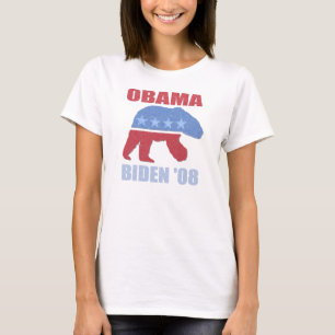 T-shirt La chemise d'ours blanc d'Obama Biden des longues