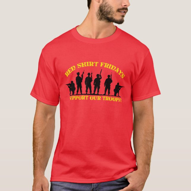 T-shirt La chemise rouge vendredi soutiennent nos troupes (Devant)