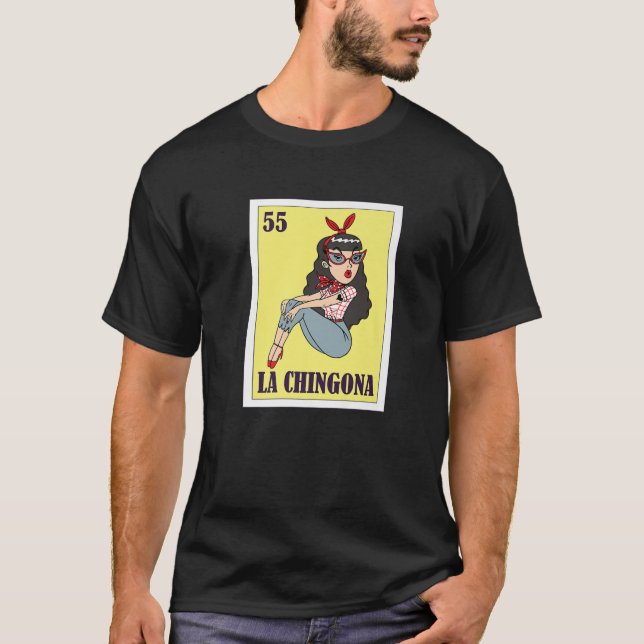 T-shirt La Chingona Mexicaine Loterie, Bingo Card Jeu (Devant)