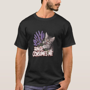 T-shirt La colère me consume Chat Lavande Humour