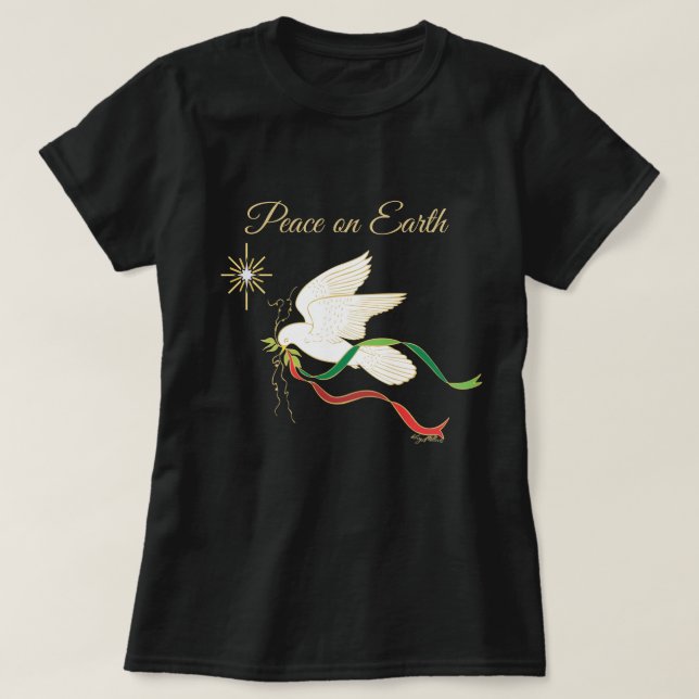 T-shirt La Colombe Blanche Propage La Paix Sur Terre (Design devant)