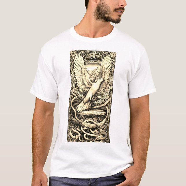 T-shirt La colombe se libère du serpent (Devant)