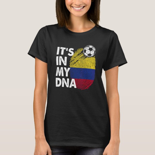 T-shirt La Colombie Dans Mon Dna L'Équipe Drapeau Colombie (Devant)