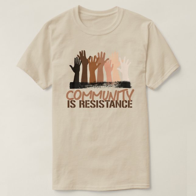T-shirt La communauté anti-racisme est la résistance (Design devant)