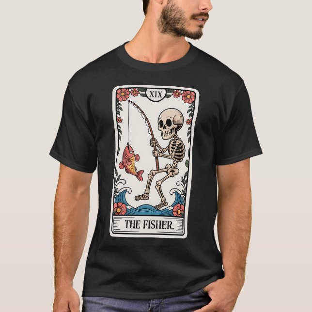T-shirt La conception de carte de tarot de pêcheur de sque (Devant)
