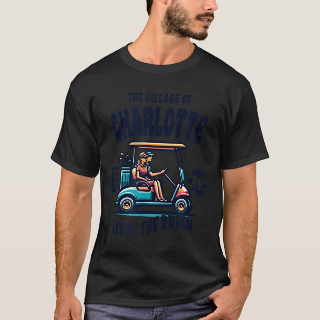 T-shirt La conception de chariot de golf du village de Cha (Devant)