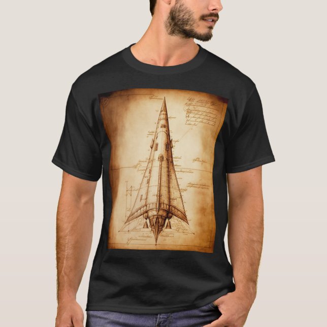 T-shirt La conception de la fusée unique de Leonardo da Vi (Devant)