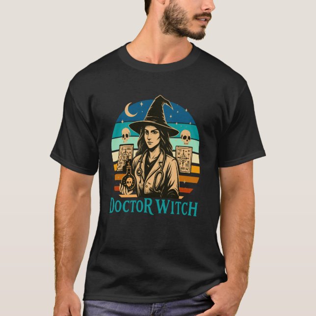 T-shirt La conception d'Halloween drôle de sorcière de doc (Devant)