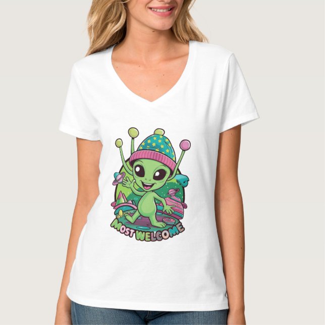 T-shirt La conception extraterrestre la plus bienvenue (Devant)