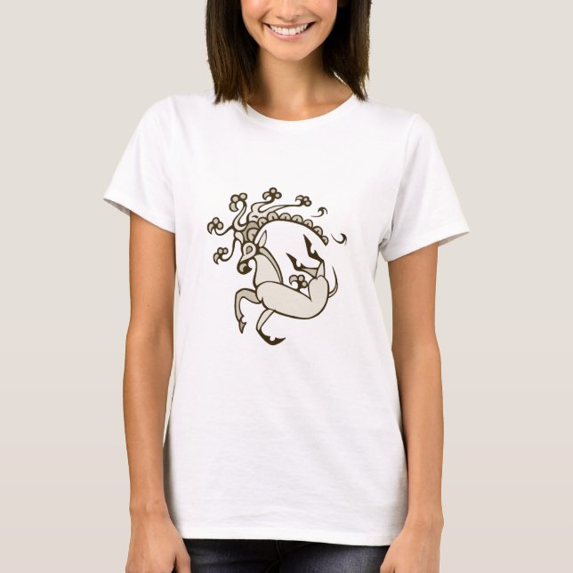 T-shirt La conception foncée des femmes de cerfs communs (Devant)