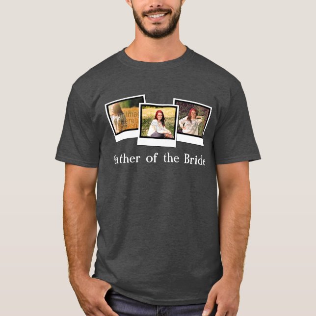 T-shirt La coutume a personnalisé le père de 3 photos de (Devant)