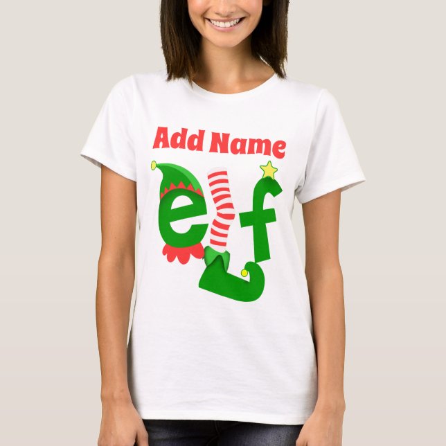 T-shirt La coutume ajoutent le nom Noël d'Elf (Devant)