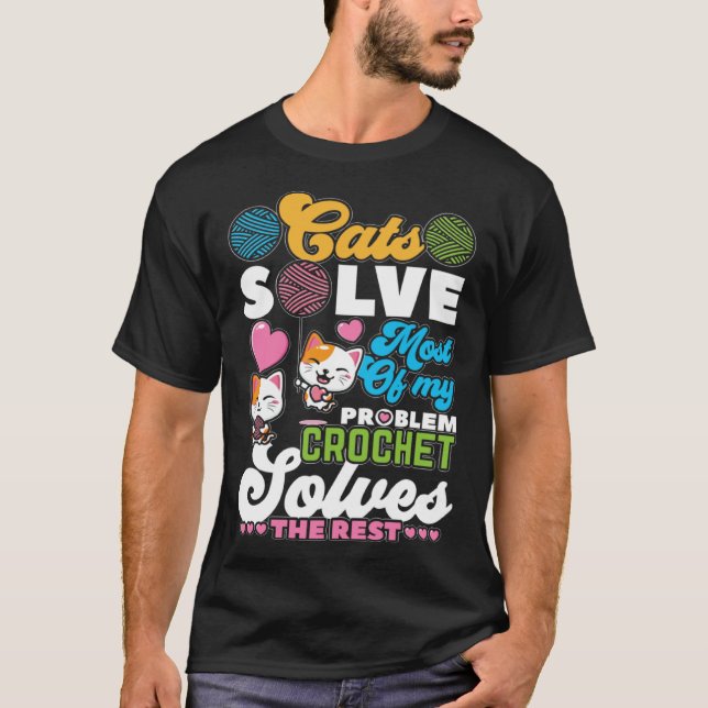T-shirt La couture de patchwork de chat et les chats résol (Devant)