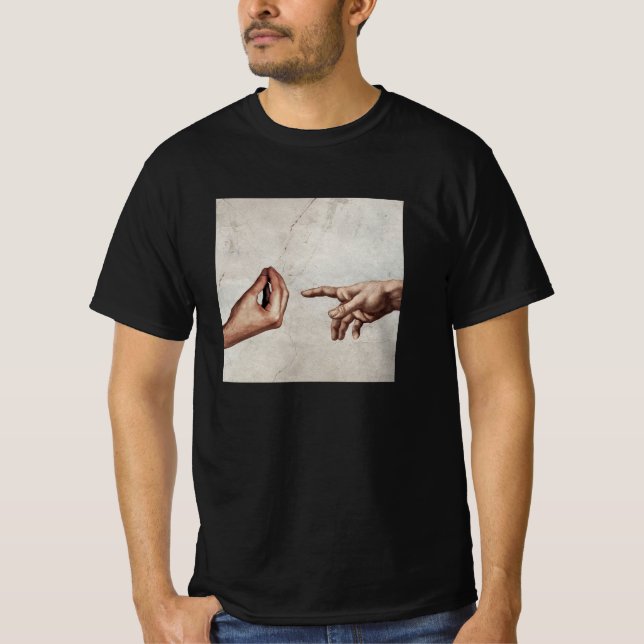 T-shirt La Création d'Adam - Michelangelo - Main italienne (Devant)