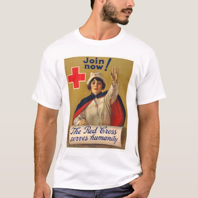 T-shirt La Croix-Rouge sert l'humanité - joignez (Devant)