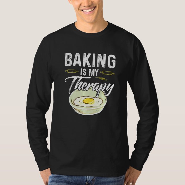 T-shirt La Cuisine Est Mon Thérapie Drôle Bake Bake (Devant)