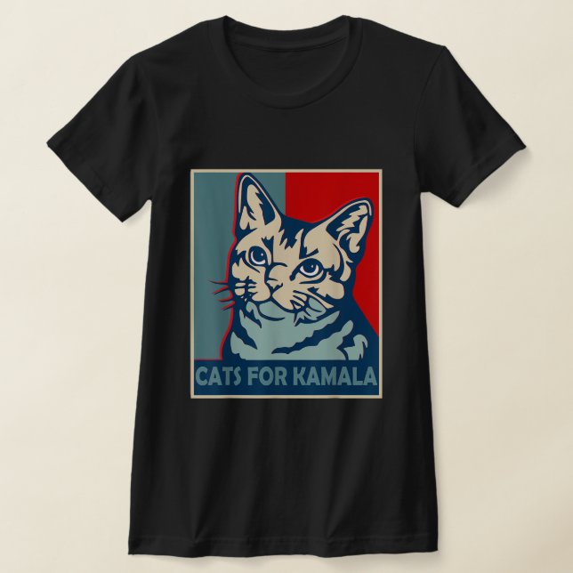 T-shirt La dame aux chats sans enfants vote Kamala Harris  (Poser)