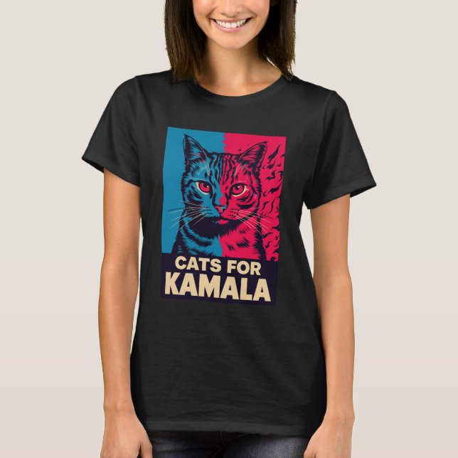 T-shirt La dame aux chats sans enfants vote Kamala Harris  (Devant)
