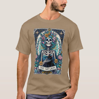 T-shirt La dame de chat arôt Carte Squelette Chat Maman Ch