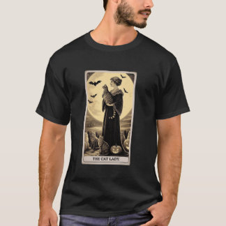 T-shirt La Dame de Chat Une carte de Tarot Gothique Vintag