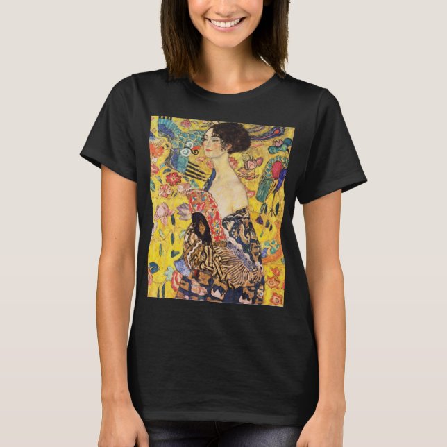 T-shirt La Dame de Gustav Klimt avec un fan (Devant)