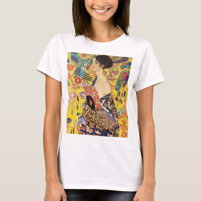 T-shirt La Dame de Gustav Klimt avec un fan (Devant)