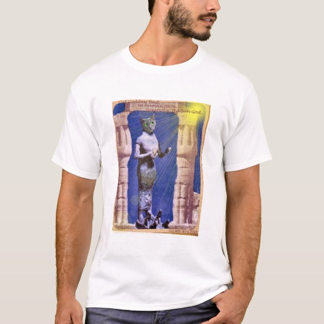 T-shirt La déesse de chat égyptien salue le Ra, le dieu (Devant)