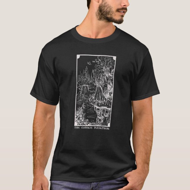 T-shirt La déesse du monde souterrain La carte fou Tarot M (Devant)