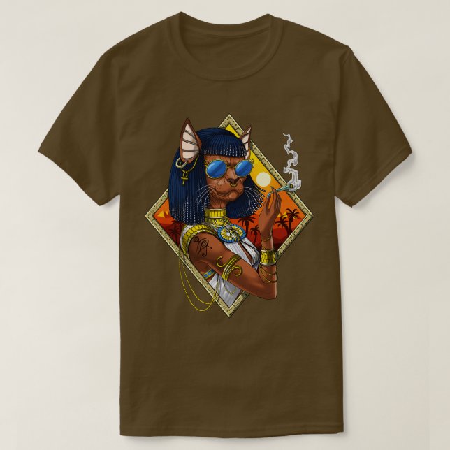 T-shirt La déesse égyptienne du Bastet Hippie (Design devant)
