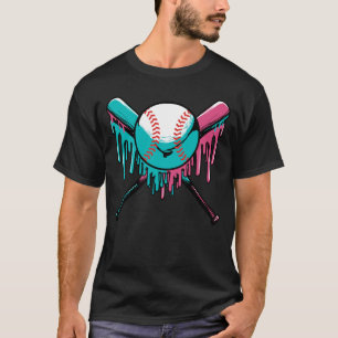 T-shirt La Dérive De Baseball Sprinke Bat De Baseball Et B