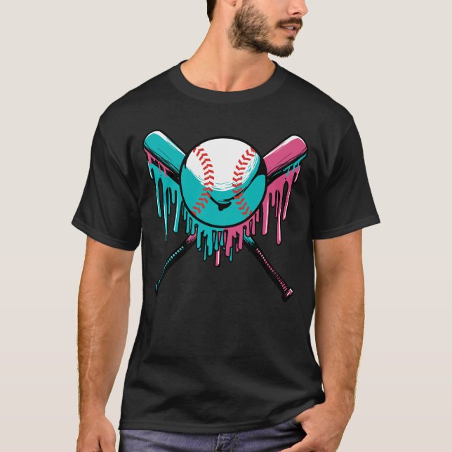 T-shirt La Dérive De Baseball Sprinke Bat De Baseball Et B (Devant)