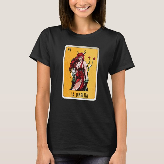 T-shirt La Diablita Mexican Slang Lottery Bingo Cards   (Devant)