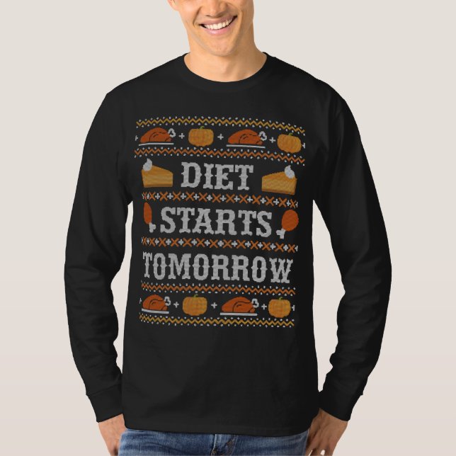 T-shirt La Diète commence demain mauvais pull de Noël Merc (Devant)