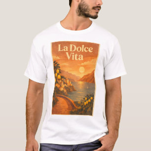 T-shirt La Dolce Vita – Affiche de voyage rétro de la côte