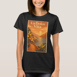 T-shirt La Dolce Vita – Affiche de voyage rétro de la côte