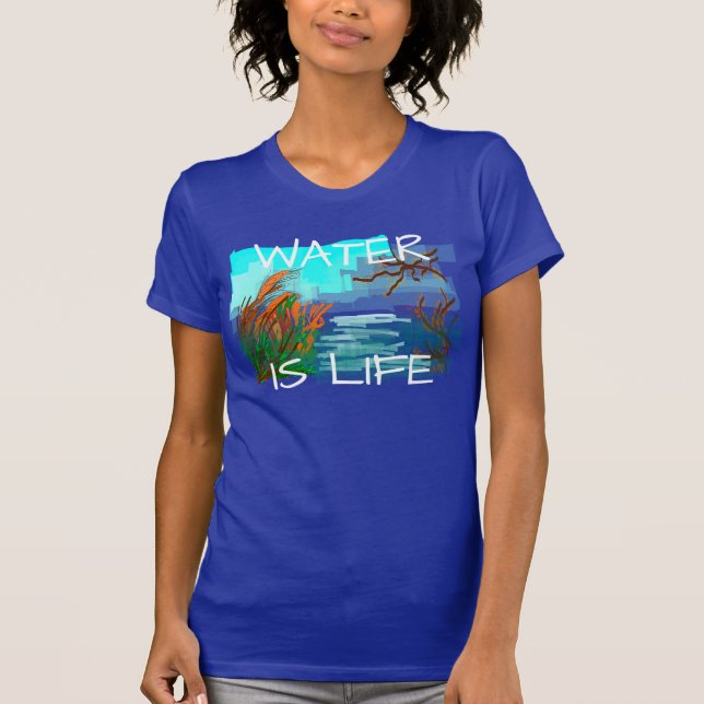 T-shirt La "eau est la vie" avec la rivière (Devant)