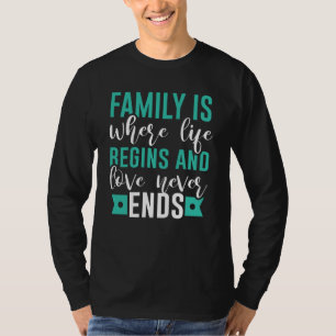 T-shirt La famille est là où la vie commence et l'amour ne