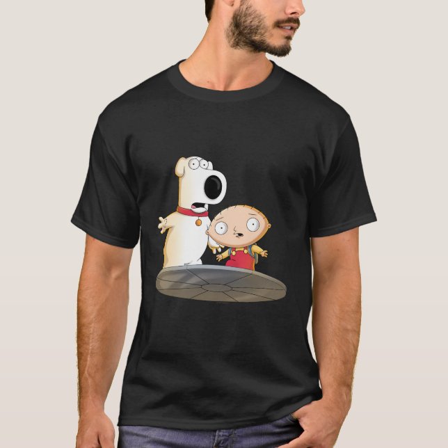 T-shirt La Famille Guy Stewie Et Brian Shocked (Devant)