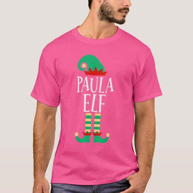T-shirt La famille Paula Elf Correspond au pyjama de Noël (Devant)