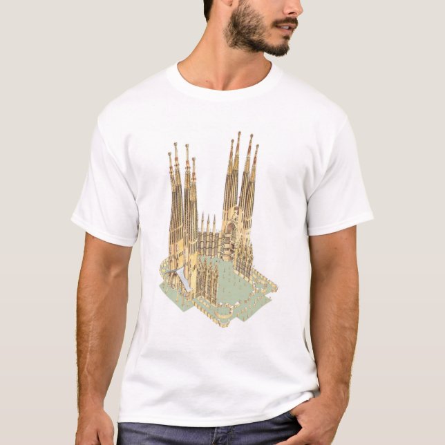 T-shirt La famille sainte Antonio Gaudi. Barcelone Espagne (Devant)
