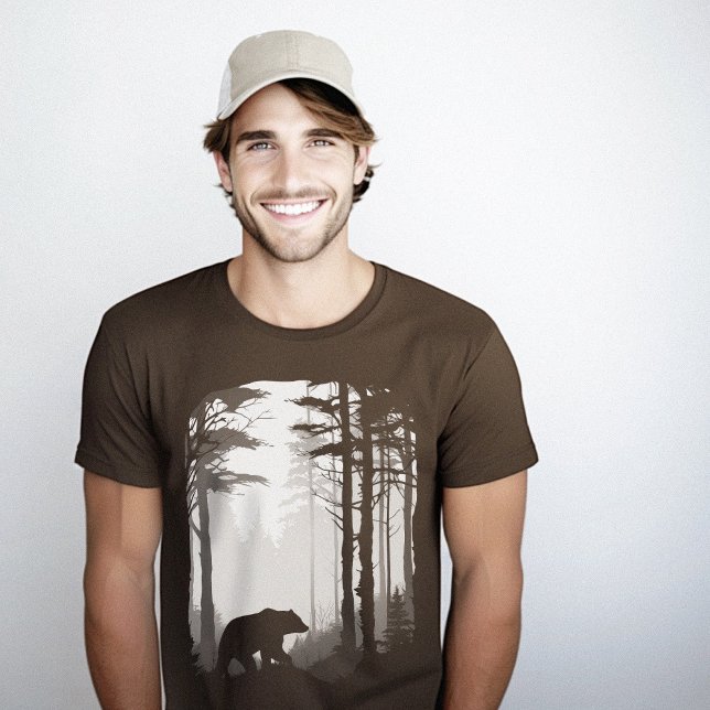 T-shirt La faune de la forêt de Silhouette (Bear Silhouette Forest Wildlife T-Shirt)