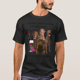 T-shirt La Femme Ne Peut Survivre Seul Au Vin Chesapeake B