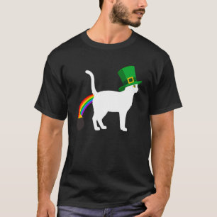 T-shirt La Fête de la Saint-Patrick Chat Leprechaun Arc-en