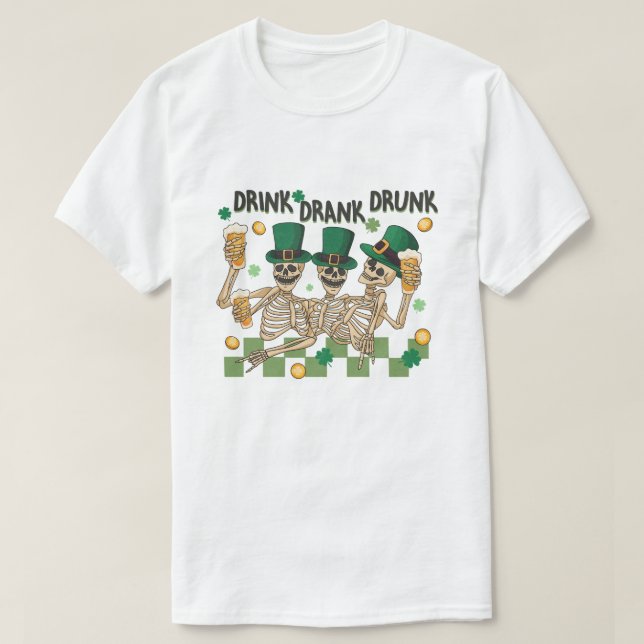 T-shirt La fête de squelette de la Saint-Patrick (Design devant)