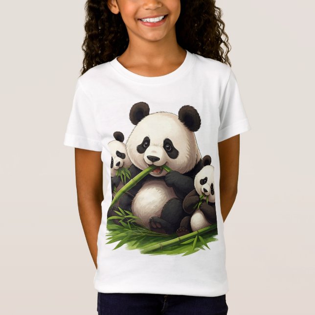 T-Shirt La fête du bambou la plus fine : Des pandas vedett (Devant)