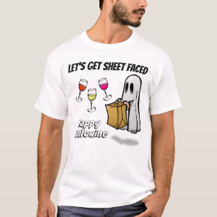 T-shirt La feuille a fait face au fantôme Hallowine