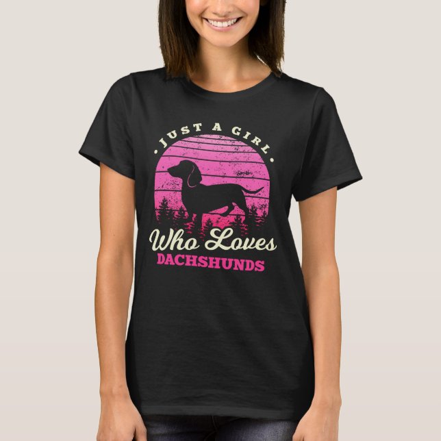 T-shirt La Fille aime les Dachshunds (Devant)